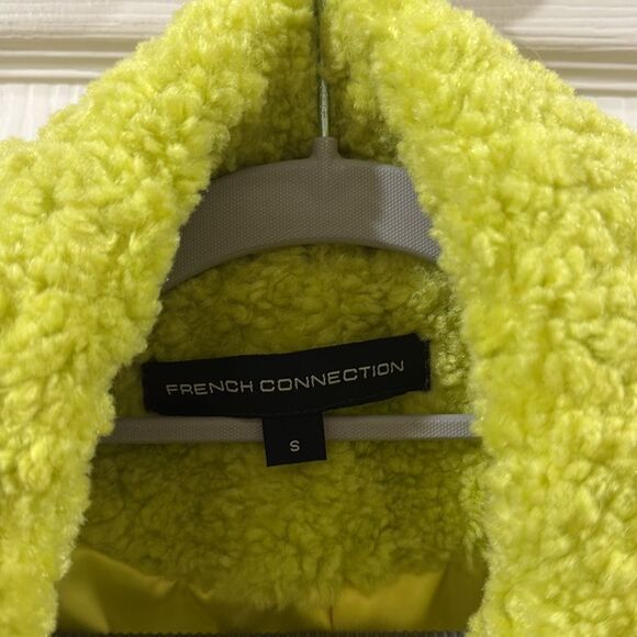 French Connection, Women's Faux Shearling Teddy Lapel Midi Coat, Green, Small - Picture 4 of 4